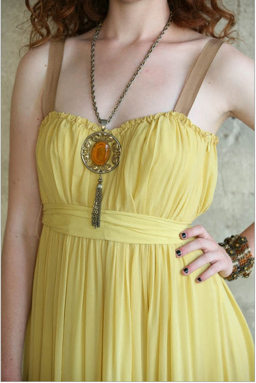 Yellow Grecian Goddess Maxi Dress