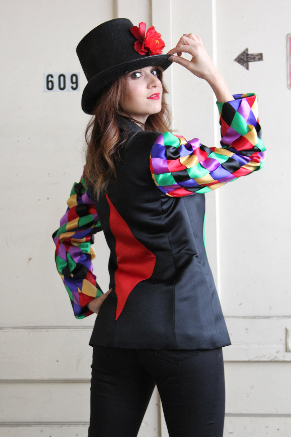 Black Harlequin Satin Blazer