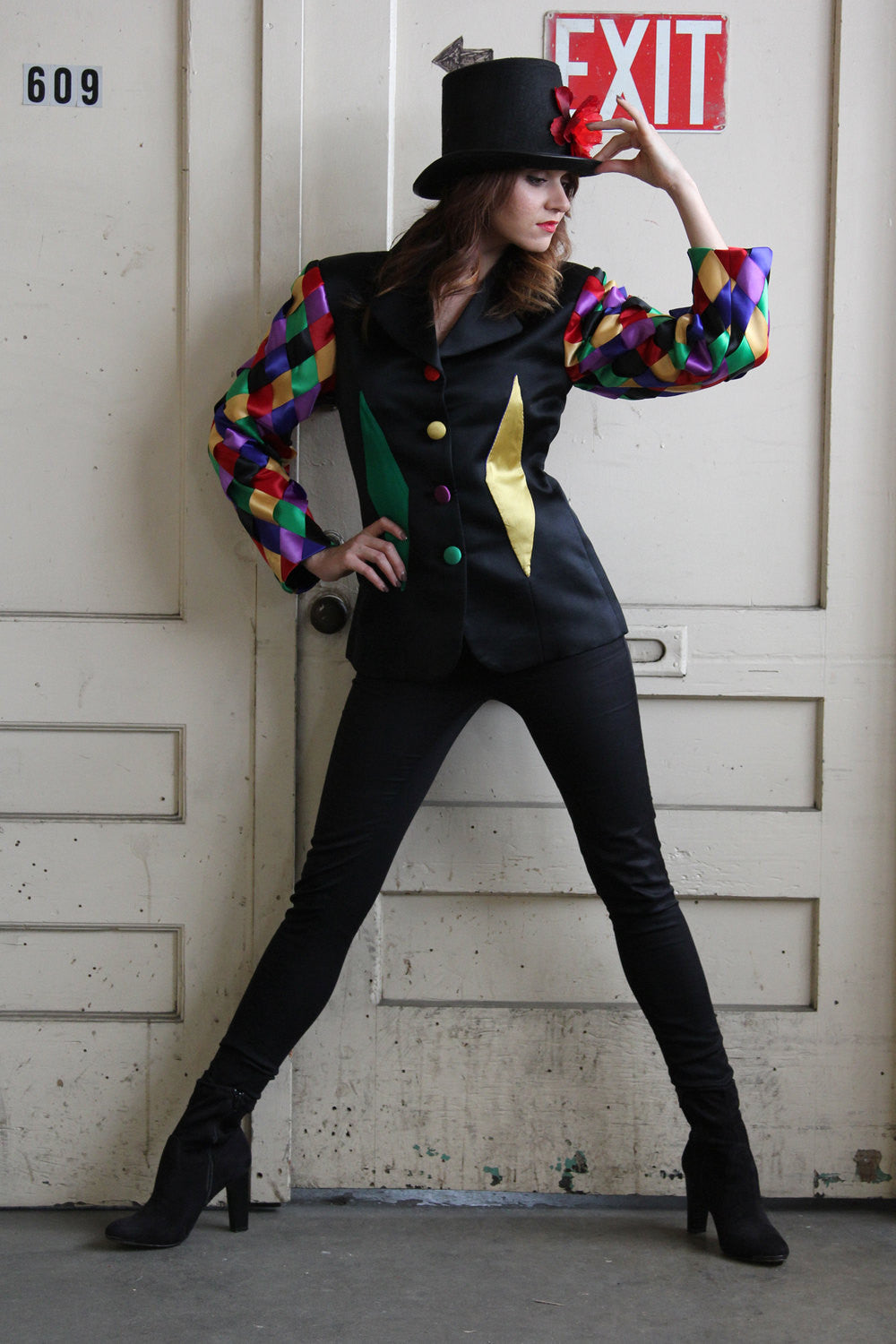 Black Harlequin Satin Blazer