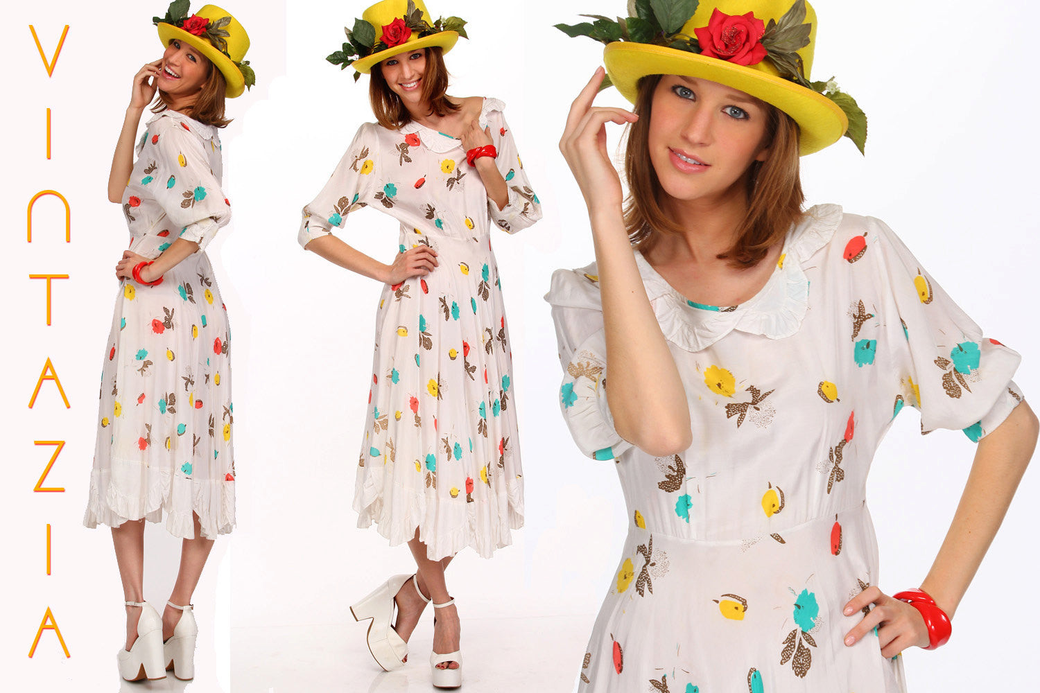 40s Floral Garden Party Dress