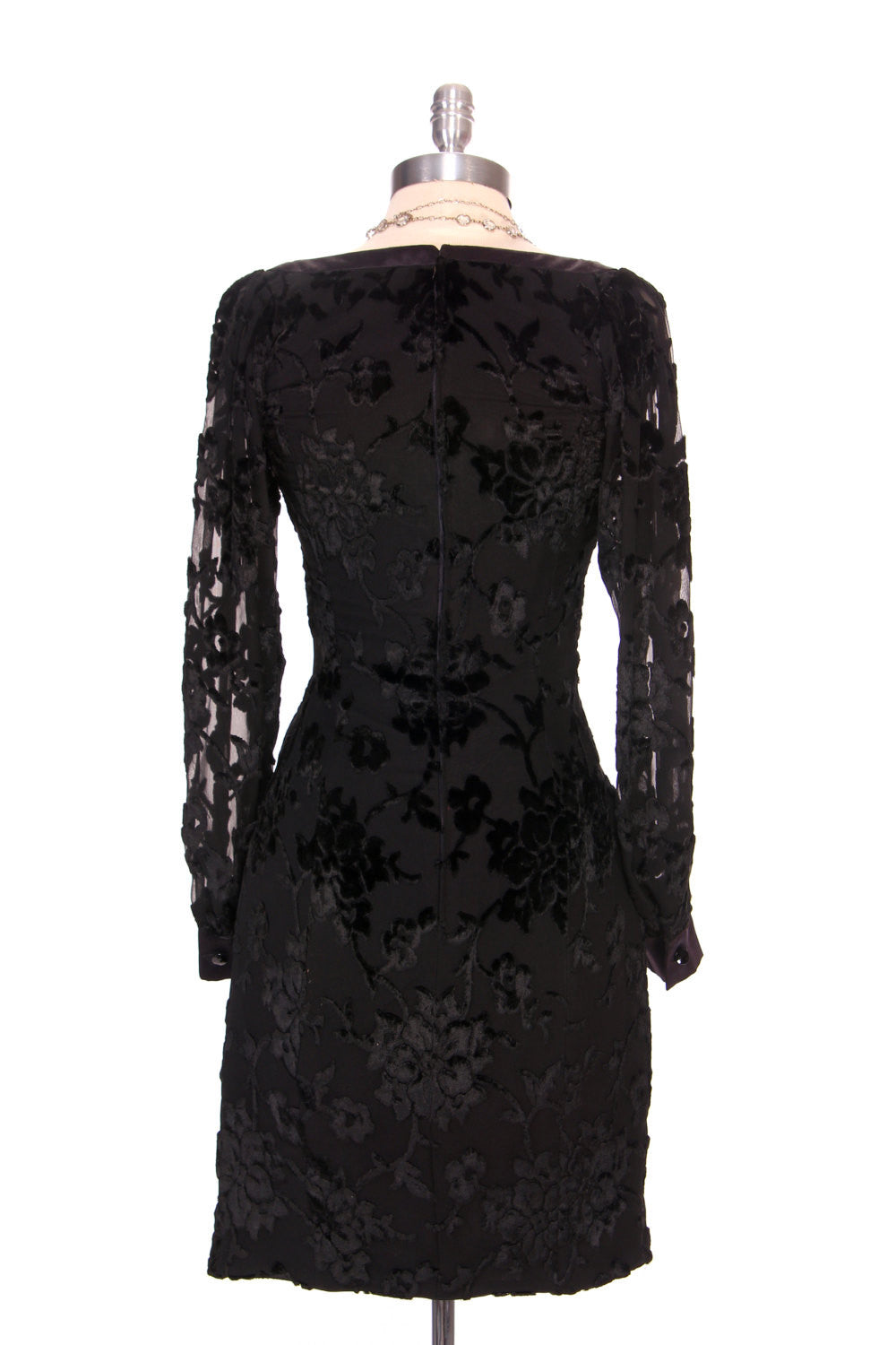 80s Emanuel Ungaro Black Burnout Velvet Dress