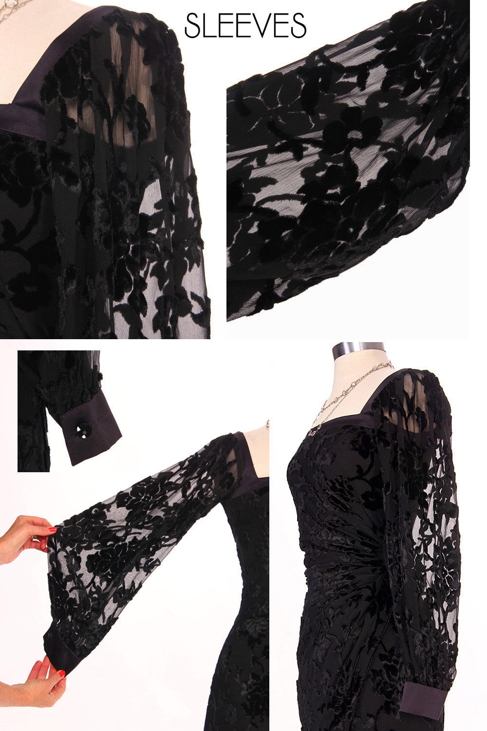 80s Emanuel Ungaro Black Burnout Velvet Dress