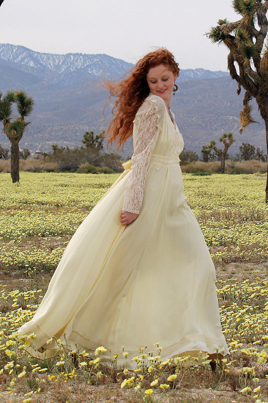 70s Jessica Mclintock Style Lace Corseted Wedding Dress