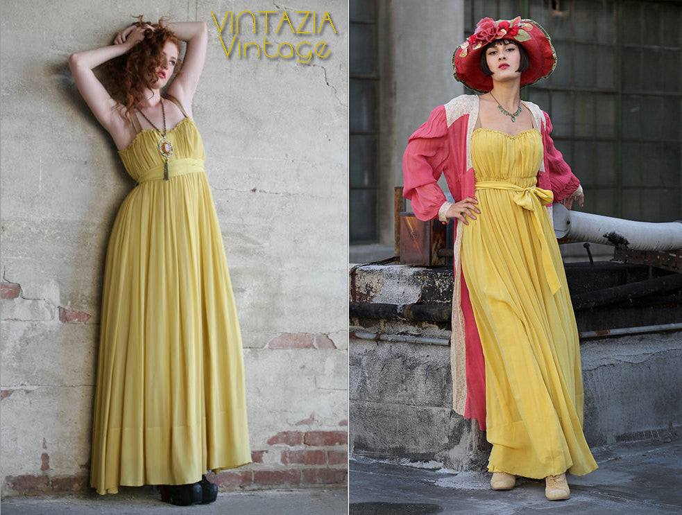 Yellow Grecian Goddess Maxi Dress