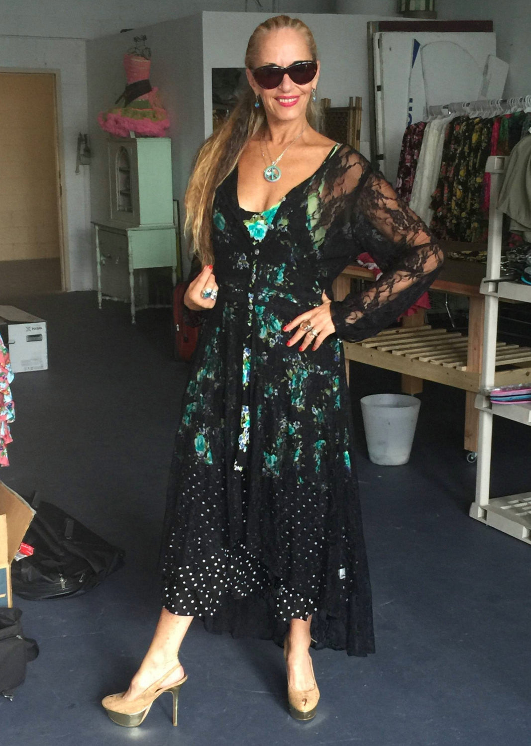 Rita Black Lace Duster